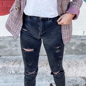 Distressed black jeans